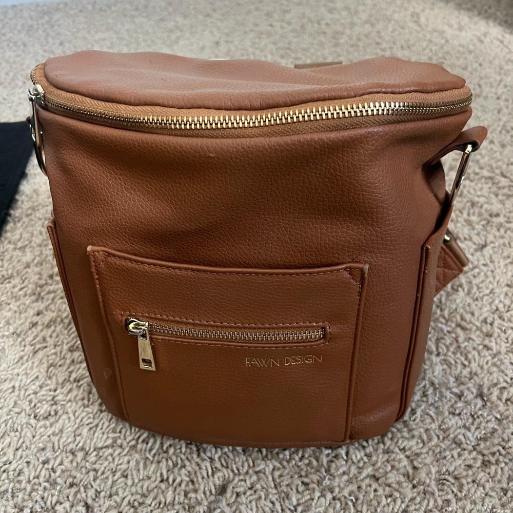 Fawn Design Tan Backpack with Gold Zipper